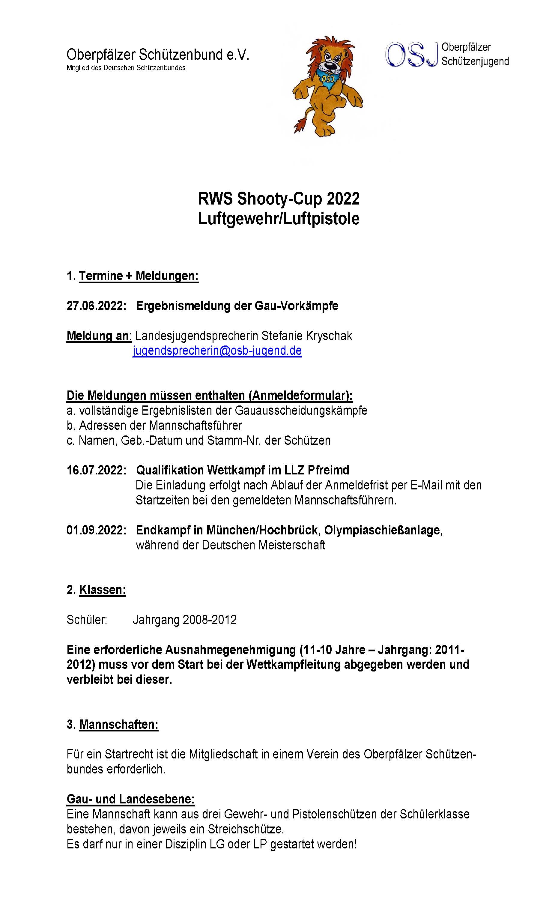 2022 Ausschreibung RWS Shooty Cup Seite 1